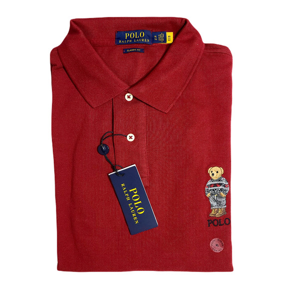 Polo Ralph Lauren Other - Polo Ralph Lauren Mens XL Polo Shirt w/ Military Army Camo Bear Burgundy Red
